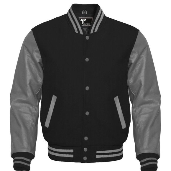 PURE COWHIDE LEATHER SLEEVES AND PURE BANU WOOL BODY VERSATY BOMBER JACKET - Picture 14 of 16